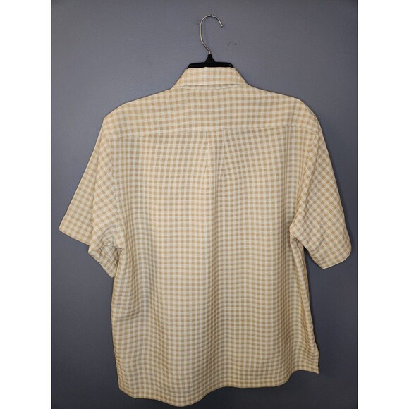 Barbour The Travel Shirt Men's M Beige Short Sleeve‎ Button Up Plaid - Picture 3 of 8
